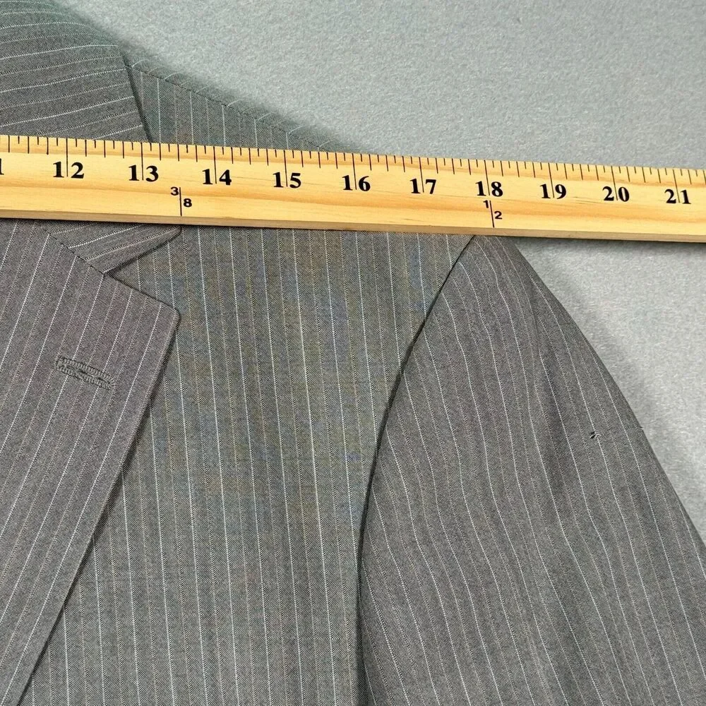 Vintage Hugo Boss Pasolini‎ Movie Wool Suit Jacket Pants Mens 42R Gray Stripes